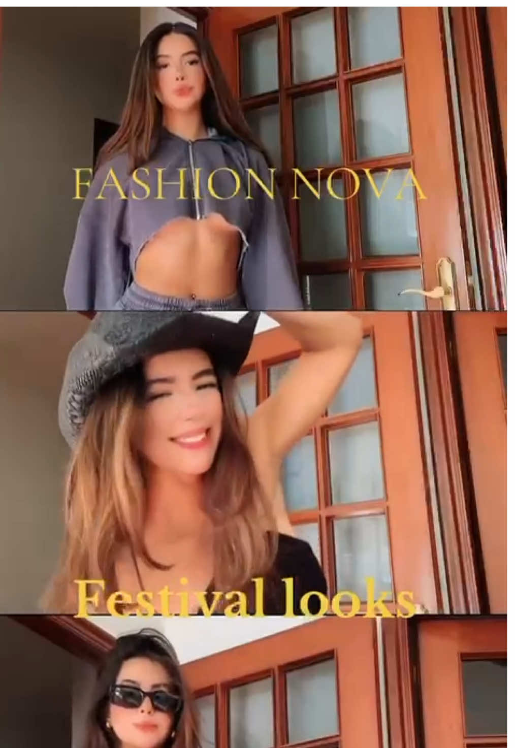 @Fashion Nova 		 Listos para el festival 💫🔥 👖 On The Go Fleece Pant Set – Charcoal 🤠 Sombrero: Rodeo Summer Nights Cowboy Hat – Black 🖤 Outfit: Camarillo Crochet Pant Set – Black ✨ Cinturón: Boho Babe Belt – Black 🐆 Wild Instincts Denim Leopard Pant Set – Leopard  #NovaBabe