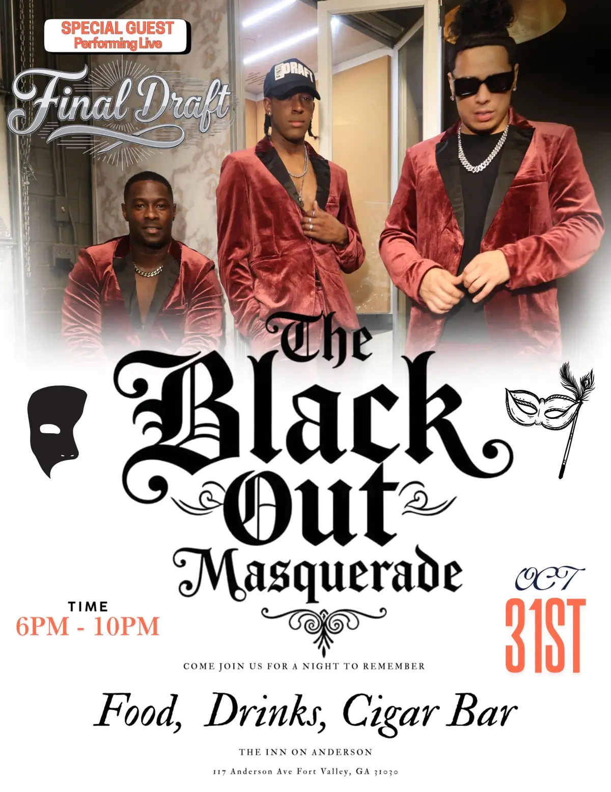Oct 31st Halloween 🎃 We Are In Macon For The All Black Masquerade 🙌🏾🙌🏽🙌🏿 : : #finaldraft #halloween #live #singing 