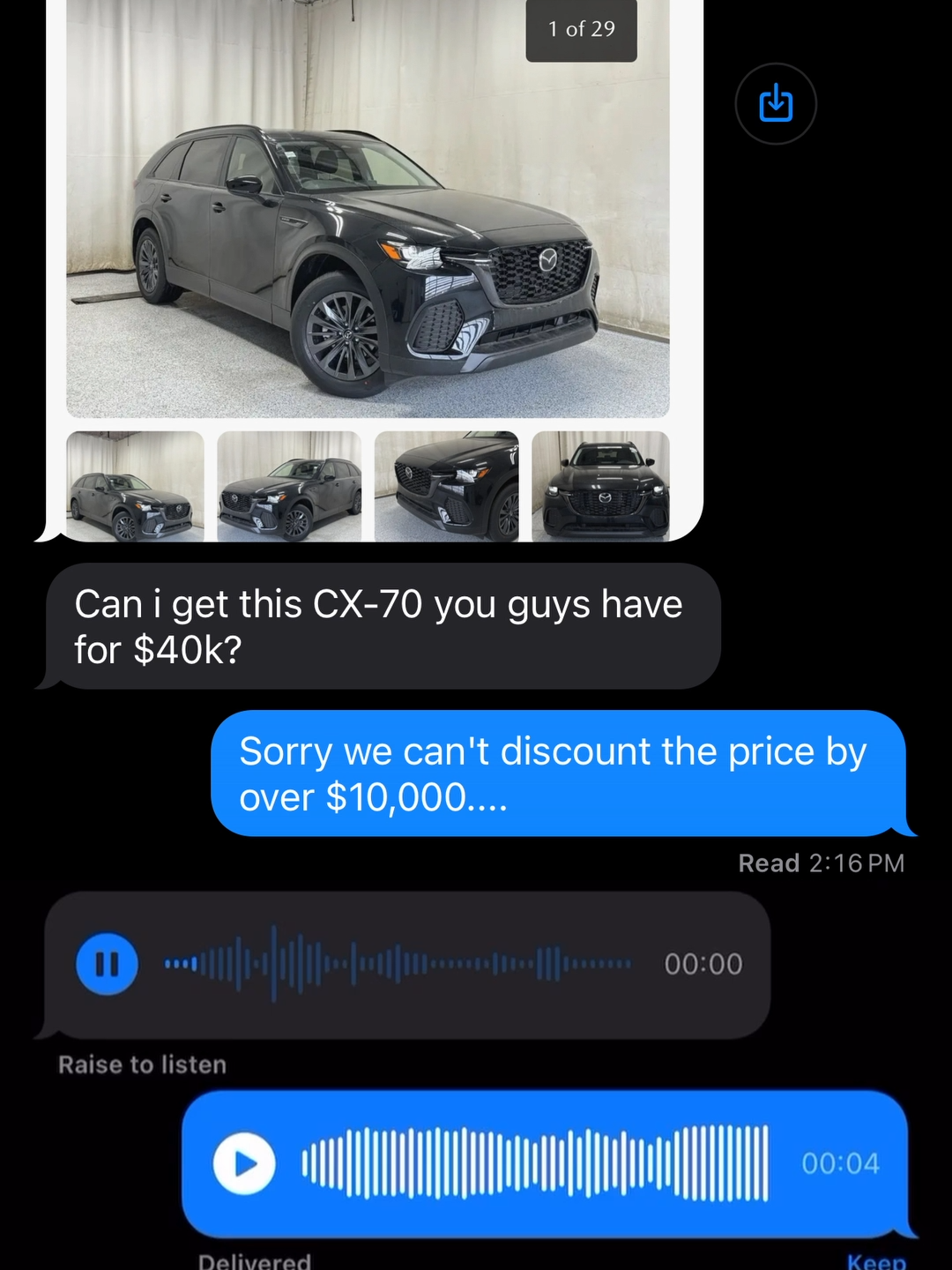 Gen Z negotiation tactics #dealershiplife #yeg #yegcars #mazda #parkmazda #dealershiptiktok #workhumor #sherwoodpark #bestsuv #suv #cx70