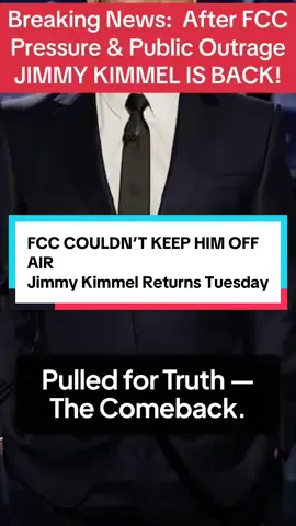BREAKING: ABC is bringing Jimmy Kimmel back Tuesday, after FCC threats and affiliate pressure forced him off the air. #JimmyKimmel #charliekirk #abc #FCC #politicstiktok 