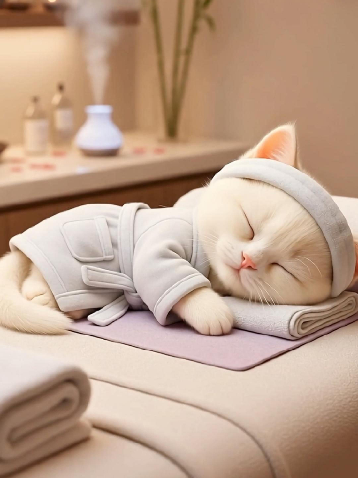 Cute cat enjoying a relaxing morning at the SPA 😻✨💖 #cutecats #catsoftiktok #viraltiktok #foryoupage❤️❤️ #viral_videos #cutevideos #fyppppppppppppppppppppppp #funnycats #catlovers #foryou #goodmorning #morning #loveyou #happymorning