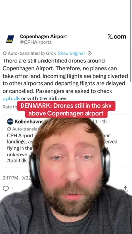 9/22 11:30PM CEST — DENMARK: Drones still in the sky above Copenhagen airport #DENMARK #copenhagen #NEWS #BREAKINGNEWS #airport 