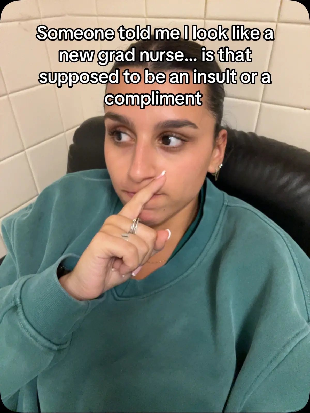 I’m gonna take it as a compliment that I look young 🤍 #fyp #nurse #nursesoftiktok #newgrad 