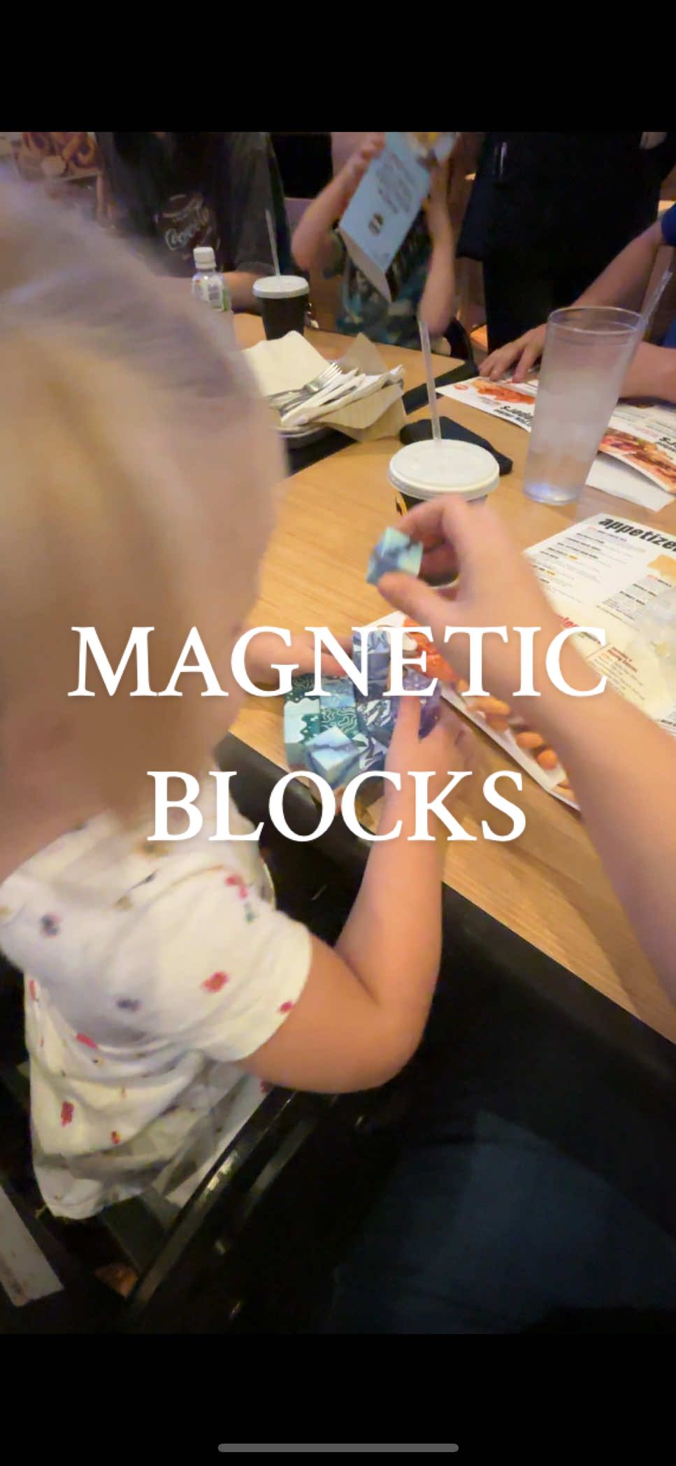 I always keep a bag of these magnetic blocks in my diaper bag at all times. They’ve come in handy so many times! #magneticblocks #toddlertoy #toddlerhacks #toddlermom 