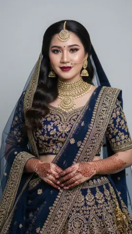 Gemini AI Edits  1. Open Gemini 2. Upload photo 3. Paste the prompt Reimagine the photo uploaded above into a portrait of a beautiful woman dressed in traditional Indian bridal attire. Here is a detailed prompt you could use to generate a similar image:  * Subject: A beautiful, elegant Indian woman with expressive, dark eyes and a soft smile.  * Attire: She is wearing a lavishly embroidered lehenga in a deep color, like black or navy, with intricate gold threadwork. Her jewelry is a key feature, including a large, ornate gold maang tikka on her forehead, a heavy choker necklace, matching earrings, and a nath (nose ring) connected by a chain. Her hands are adorned with detailed henna or mehndi designs.  * Makeup: Her makeup is dramatic and flawless. Focus on smoky eyeshadow, winged eyeliner, and a bold lip color.  * Hair: Her dark hair is styled in a classic way, possibly in a bun or left down, and she is wearing a sheer, embroidered dupatta (veil) that frames her face and shoulders.  * Lighting and Background: The lighting is soft and professional, highlighting the details of her attire and features. The background is a clean, simple, light gray or off-white.  * Style: The style should be realistic and high-quality, like a professional studio photograph. Overall Vibe: The image should capture the grace, beauty, and cultural richness of a traditional Indian bride. #fyp #aiprompt #gemini #aigenerated #ai
