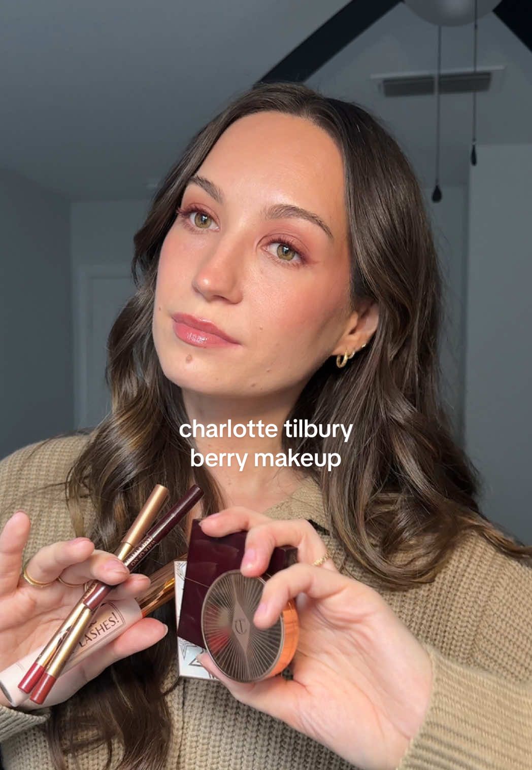 berry, burgundy, plum, wine?? either way this is a fave fall look 🍁 @Charlotte Tilbury  - lip cheek & glow in colour of passion - eyeshadow palette in pillow talk dreams & cosmic pearl - walk of no shame eyeliner & eye liner brush  - push up lashes dream pop mascara - hollywood honey lip cheat liner - plumpgasm gloss in pillow talk medium-deep #fallmakeup #charlottetilbury #makeupoftheday #autumnaesthetic #berrymakeup  