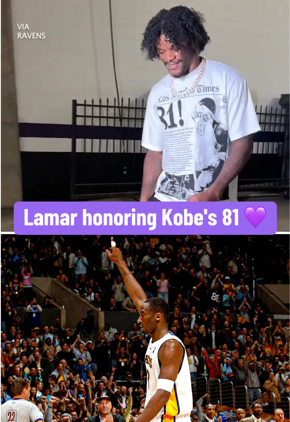 #LamarJackson's wearing a #KobeBryant's 81-point game shirt ahead of MNF vs. the Lions 🐍 (via @Baltimore Ravens) #nfl #baltimoreravens #kobe  