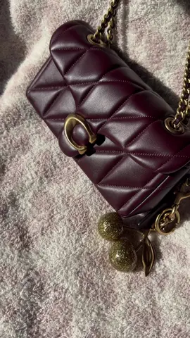 a new fall season calls for a new fall bag 🤎🍂🧡 coach quilted tabby 20 in “black currant” with gold hardware 💨 #coachtabby20 #coachquiltedtabby 