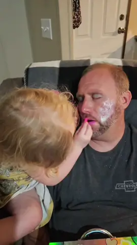 yes, he was 100% sleeping-  didnt know she was doing this at all. #deepsleep  #daddydaughter #makeup #makeuptutorial #makeupartist 