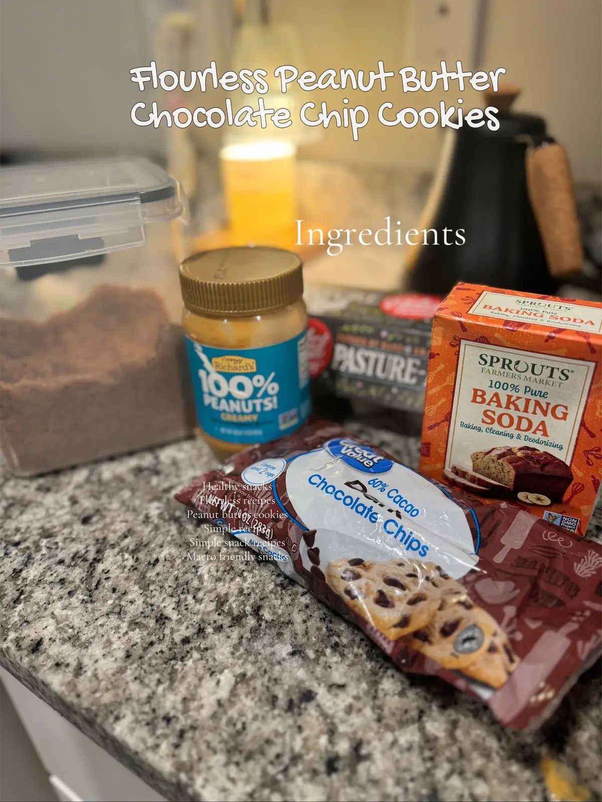 Flourless Peanut Butter Chocolate Chip Cookies 🍪✨ So simple, so good, and only 6 ingredients! Perfect for when you want a sweet treat without the extra fuss. #EasyRecipes #CookieTok #FlourlessCookies 