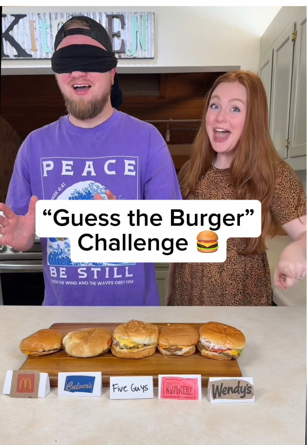 Do you think he’ll be able to guess them all?? 😏🤔 @Regal Noise #hannahandregal #couple #game #food #funny @Kwik Trip @McDonald’s @Five Guys @Culver’s @Wendy’s 