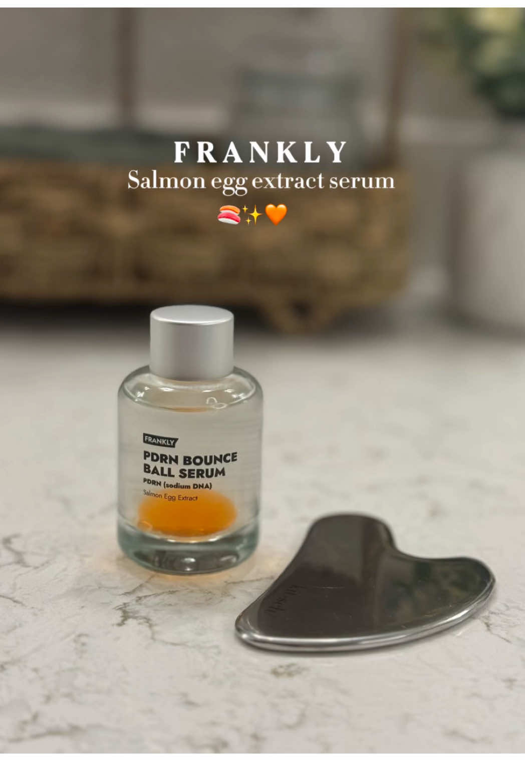 Korean skincare always does it better ✨ @FRANKLY GLOBAL Bounce Ball Serum leaves my skin bouncy, radiant & hydrated 🍣✨🧬🧡 Available on @Amazon , Jolie and Style Korean #franklypdrn #franklyskincare #frankly #glassskin 
