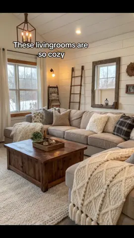 These living rooms look so cozy I’d never want to leave 🤎 #farmhouse #cozy #cozyathome #livingroom #fyp