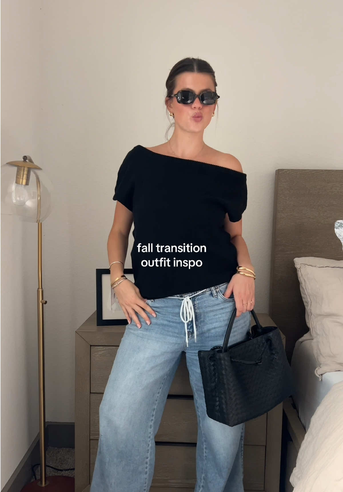 what I’m wearing today !!  top: @Amazon Fashion  jeans: @TJ Maxx  bag & sunnies: @onequince  #fallfashioninspo #amazonfashionfinds #falloutfitideas #fashiontiktok #simpleoutfitideas 
