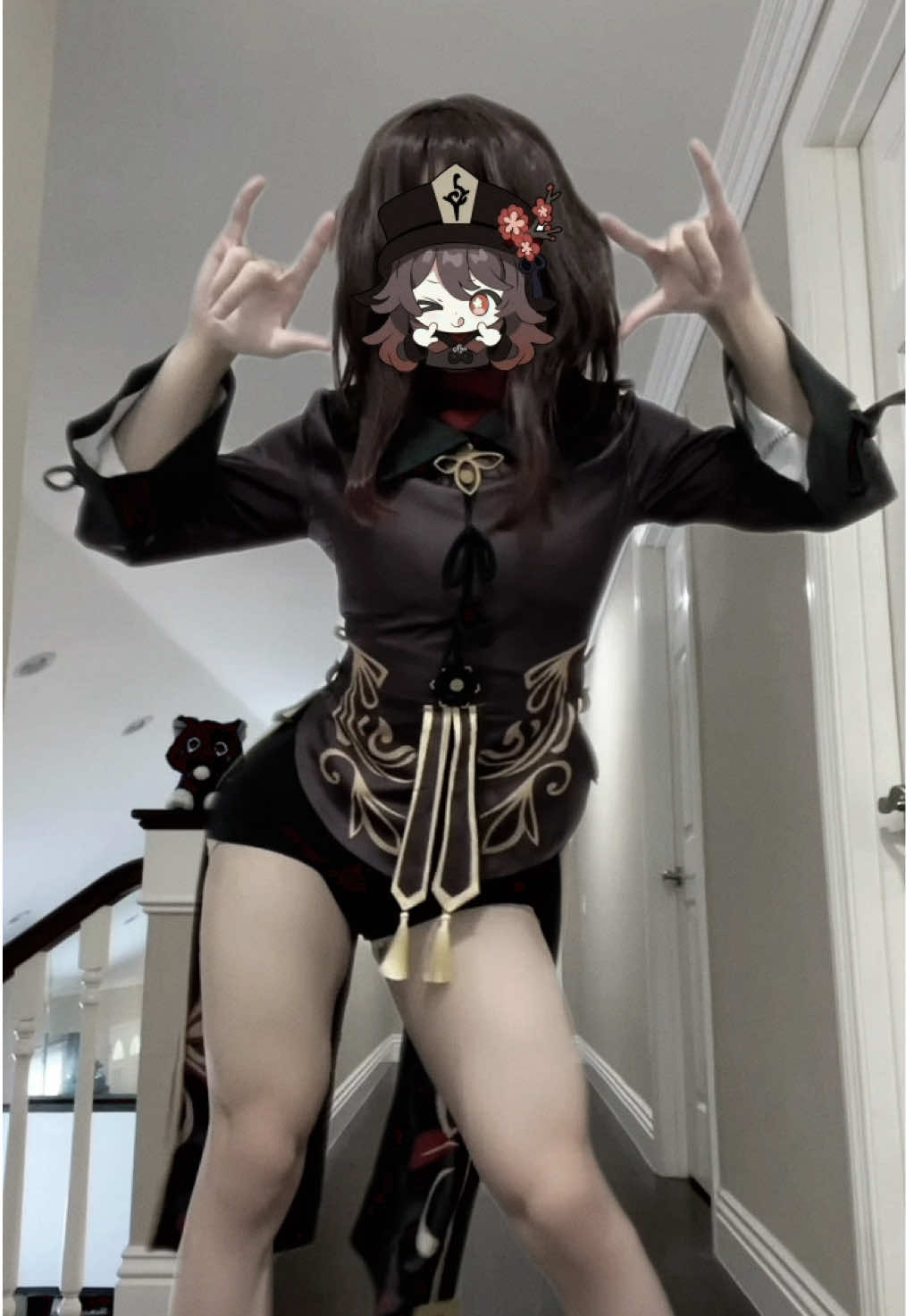 A little bit of short hair Hu Tao- wigs are so heavy it’s insane 🙃 #GenshinImpact #hutao #genshinimpactcosplay #hutaocosplay 