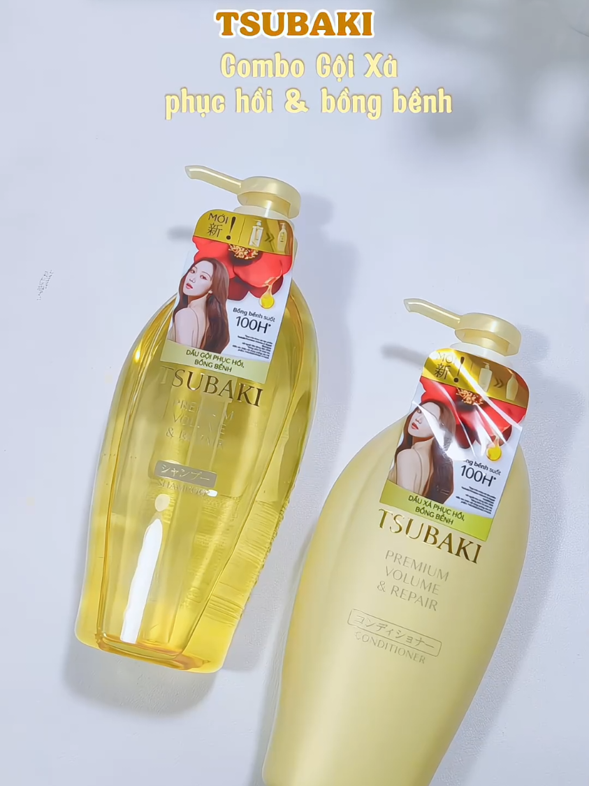 💛 Cứu tinh cho tóc hư tổn của mình! Chỉ sau 1 lần gội xả mà tóc phồng mềm như salon ✨ #tsubaki #daugoitsubaki #daugoixa #chamsoctoc #goclamdep 