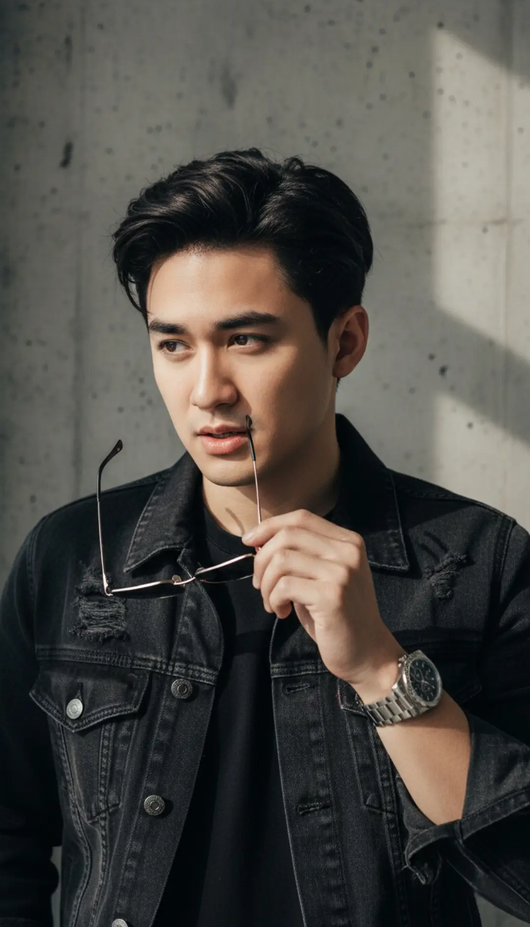 Cara edit bikin foto gemini Al atau google ai studio 1. Masuk ke google gemini/ google ai studio 2. Lalu tekan tanda (+) 3. Masukan foto referensi yang ada di galeri 4. Salin promptnya Prompt: Ultra-realistic 8K editorial portrait, 9:16, face 100% accurate, voluminous hair, sunglasses near lips, confident side glance, deep denim jacket over black outfit, luxury watch, dramatic cinematic lighting. Concrete wall background daylight --ar 9:16 --style raw --v 6 Cara copy prompt dari caption/gambar: Screenshot bagian prompt halaman ini. Buka Google Chrome tekan gambar kamera di kotak pencarian. Pilih gambar screenshot-an tadi lalu select text dan copy. Tinggal di paste ke Gemini. Tips: • Bisa pakai Ai generator favorit kamu seperti Gemini, google ai studio, Imarena, chatgpt dan lain sebagainya. • Untuk Gemini, aspek rasio hasil generate akan mengikuti aspek rasio foto referensi, jadi crop foto referensi sesuai keinginan bisa 1:1, 2:3, 3:4, 4:5, 9:16. Selamat mencoba dan jika berhasil, share disini hasil generate kamu ya. #promptgemini  #turorialgeminiai  #geminiai  #jangkauanluas  #fyppppppppppppppppppppppp 
