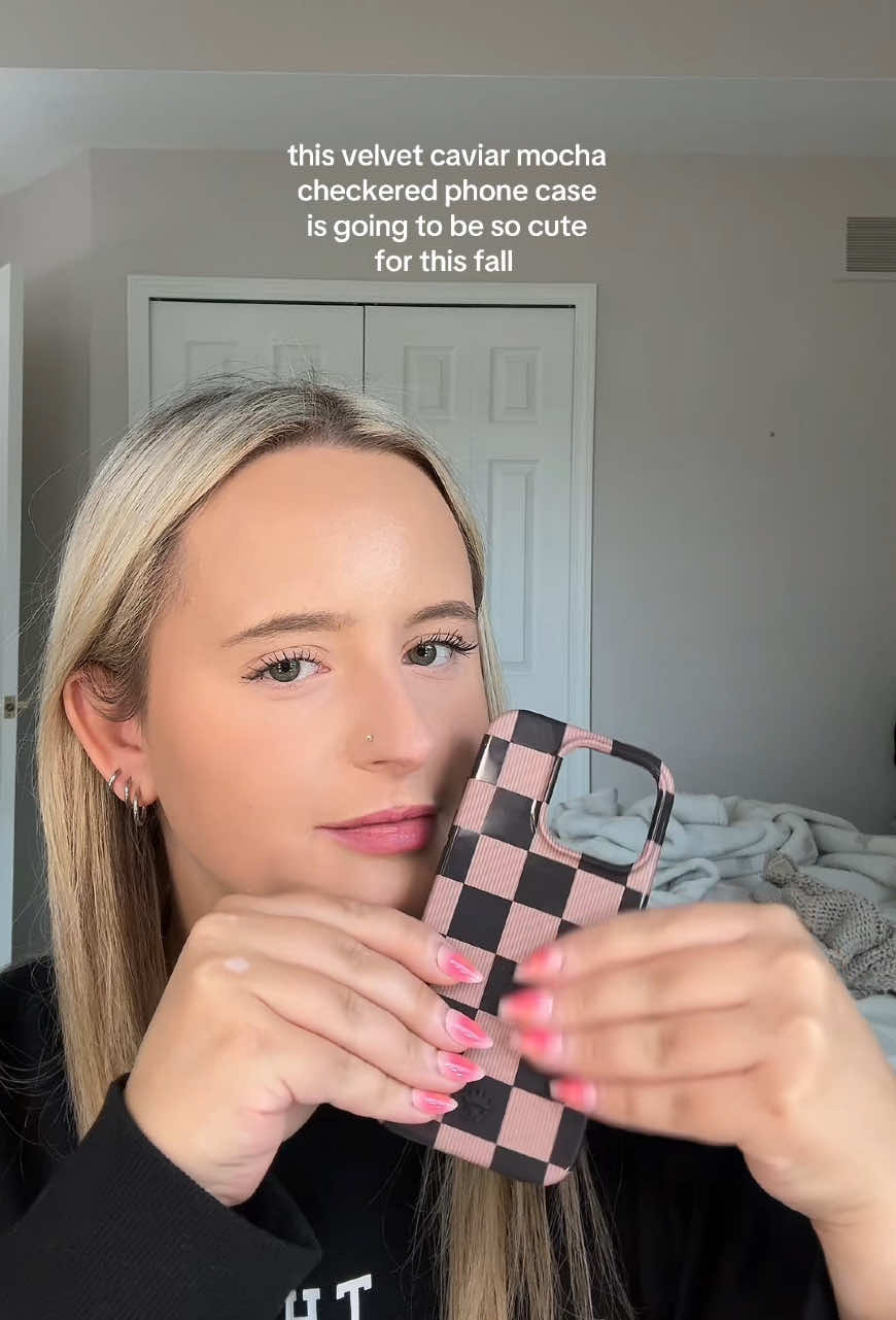 This @velvetcaviar mocha checkered phone case is absolutely adorable and will be perfect for fall! 🍂 They even have these for the new iPhone 17!!! Go grab yours now on TikTok shop! I bought mine full price and now they are SO much cheaper with their deals 🫶🏼  #fyp #Tech #tiktokshoprestock #accessories #girls 