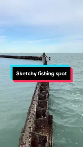 This spot is so sketchy!😭 #fishing #fishtok #fishingvideos 