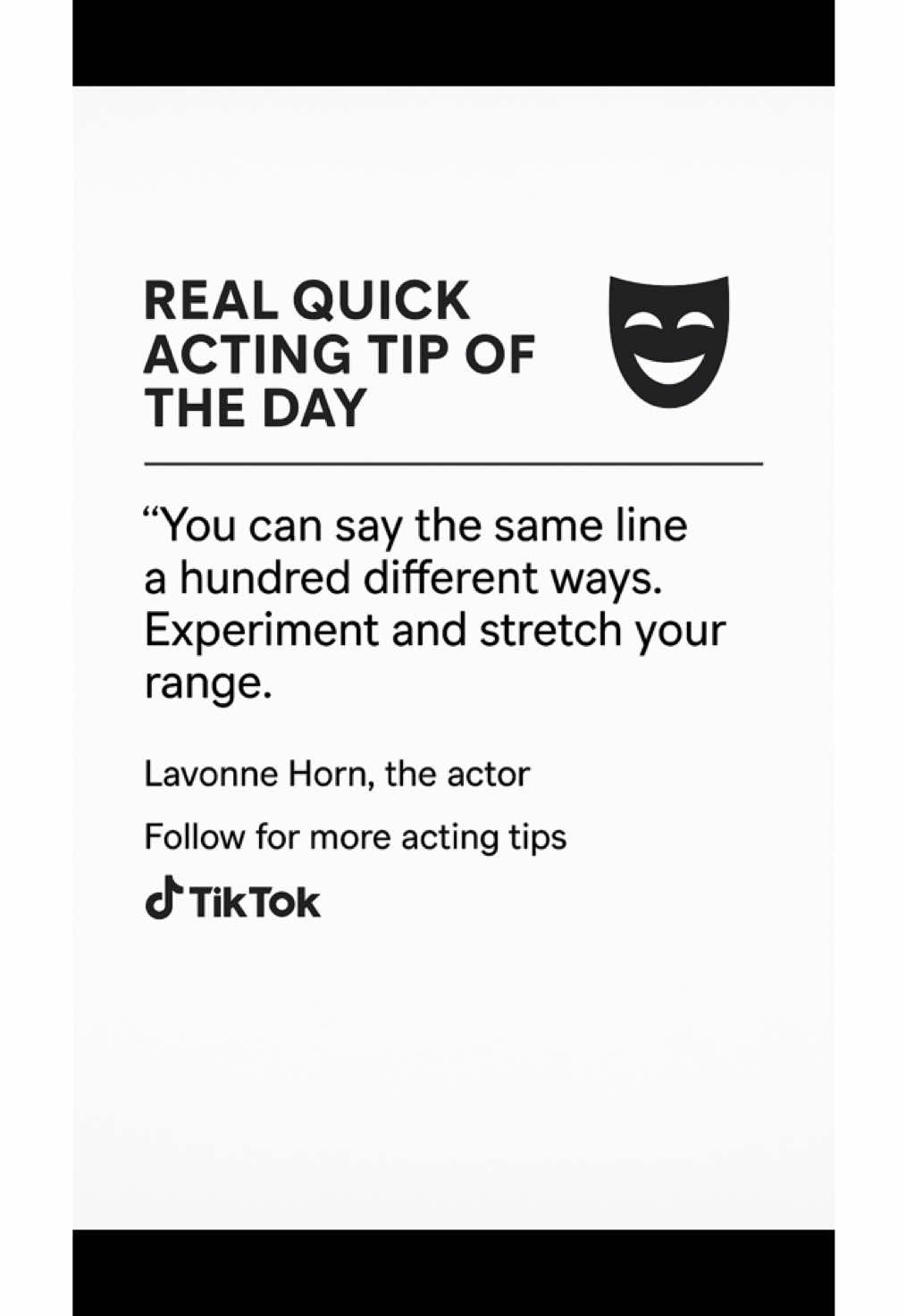 Acting tip. #actor #castingcall #actress #actingtips #tiktokacting 