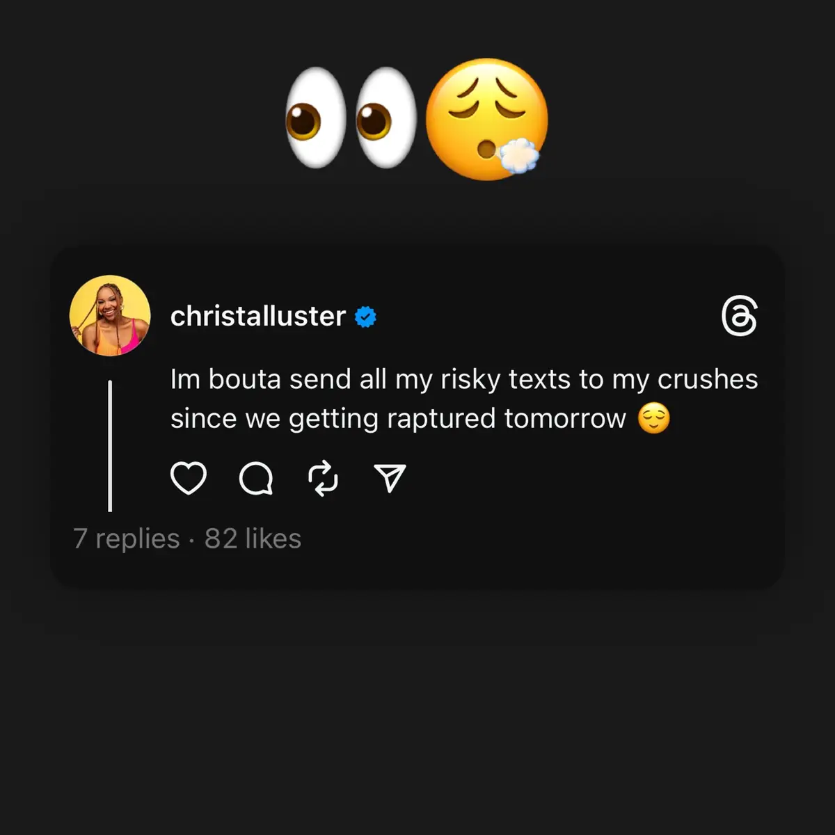 What yall doing this fine rapture eve? 