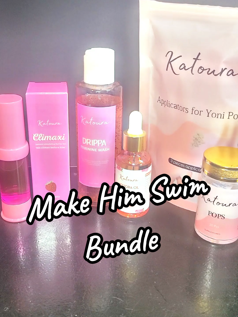 The Make Him Swim Bundle by @Katoura  is a must have! It comes with Drippa Wash, Restora Oil, Climaxi, and Yoni Pops & applicator. It's science, it's self-care, and it's sexy. Deep  cleanse, pH balanced, natural ingredients Grab your Make Him Swim Bundle NOW before it sells out!! #tiktokshoprestock #makehimswim #yoniwash #phbalance  #femininehygieneproducts 