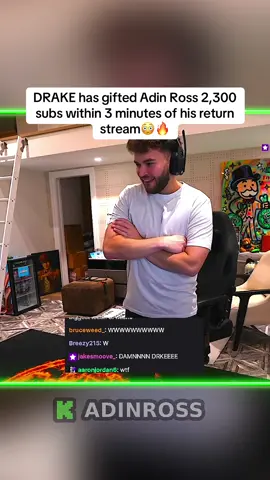 DRAKE has gifted Adin Ross 2,300 subs within 3 minutes of his return stream😳🔥 #adinross #fyp 