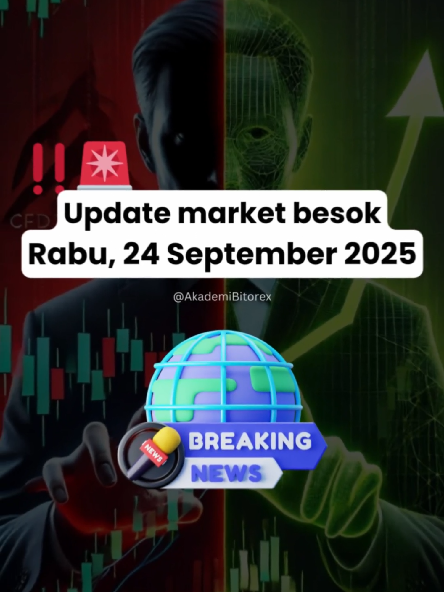 🚨 Update Market Besok Rabu, 24 September 2025 🚨 Jangan lewatkan rilis data ekonomi yang dapat mempengaruhi pergerakan pasar: 1️⃣ AUD - CPI Tahunan Australia: Diprediksi naik menjadi 2.9% dari 2.8%, bisa menguatkan AUD jika hasilnya sesuai atau lebih tinggi dari perkiraan. 📈 2️⃣ EUR - Ifo Business Climate Jerman: Diharapkan naik menjadi 89.3, menunjukkan optimisme yang lebih besar di kalangan sektor bisnis, berpotensi mendukung penguatan EUR. 🇪🇺 3️⃣ USD - New Home Sales AS: Diperkirakan turun menjadi 650K dari 652K, penurunan ini bisa memberi tekanan pada USD. 🏠 Pantau terus perkembangan ini untuk strategi trading yang lebih tepat! ⏰ ‼️Disclaimer : Postingan ini hanya bertujuan untuk edukasi, bukan ajakan membeli atau menjual aset #tradingforex #analisisfundamental #usd #eur #gbp #forexindonesia #traderindonesia #tradingupdate #ekonomiglobal #AkademiBitorex #AkademiBitorex_Ltd