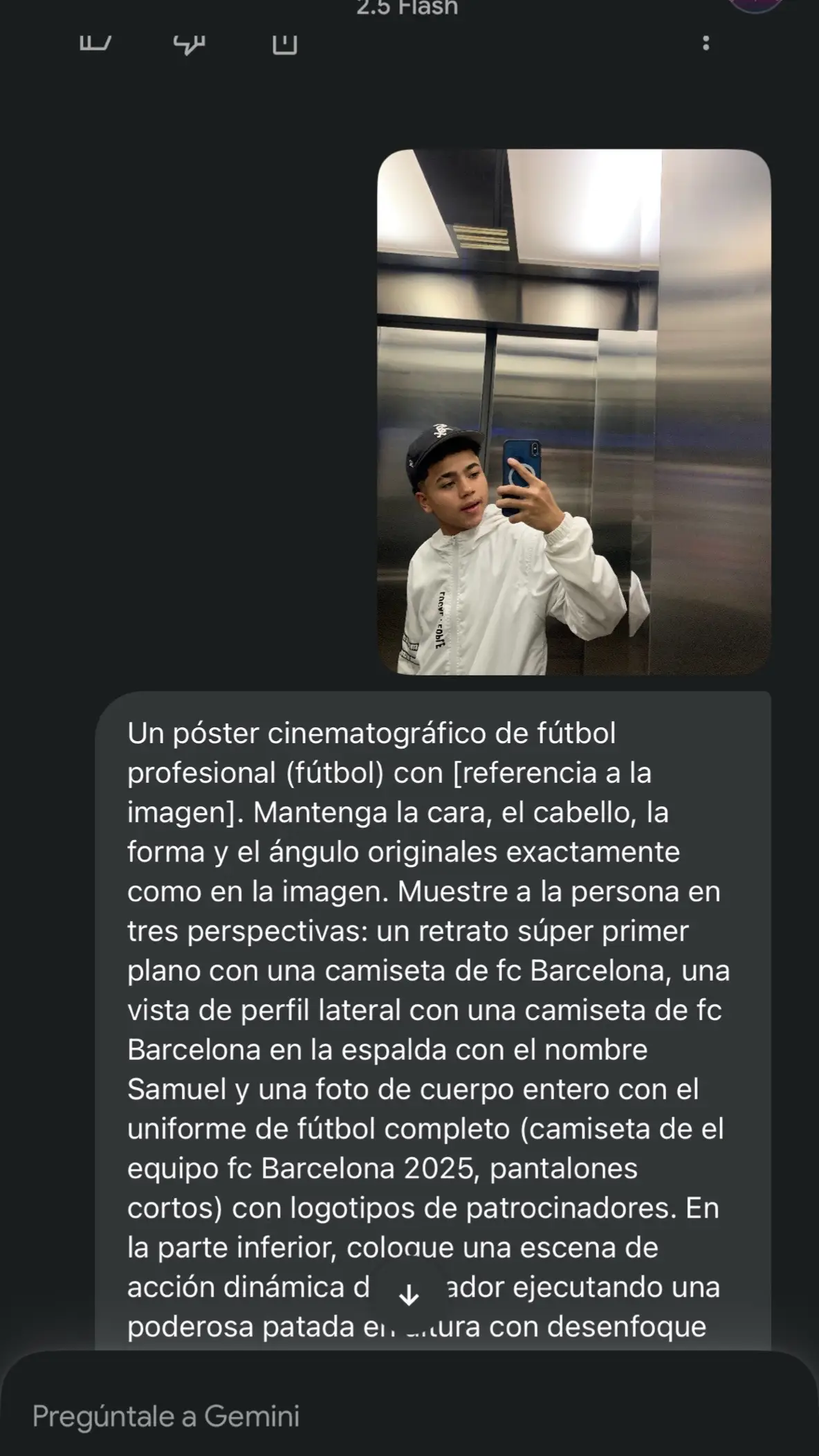 Un póster cinematográfico de fútbol profesional (fútbol) con [referencia a la imagen]. Mantenga la cara, el cabello, la forma y el ángulo originales exactamente como en la imagen. Muestre a la persona en tres perspectivas: un retrato súper primer plano con una camiseta de fc Barcelona, una vista de perfil lateral con una camiseta de fc Barcelona en la espalda con el nombre Samuel y una foto de cuerpo entero con el uniforme de fútbol completo (camiseta de el equipo fc Barcelona 2025, pantalones cortos) con logotipos de patrocinadores. En la parte inferior, coloque una escena de acción dinámica del jugador ejecutando una poderosa patada en altura con desenfoque de movimiento y en el campo oficial de fútbol volando. La camiseta debe mostrar claramente el número 10 en la parte delantera, trasera y en los pantalones cortos. Usa un fondo de cancha azul oscuro y el nombre Quiñonez detrás del personaje. El estilo general debe ser ultrarrealista, de alta resolución, cinematográfico y con vibraciones de póster deportivo profesional.#paratiiiiiiiiiiiiiiiiiiiiiiiiiiiiiii #viral #futebol 