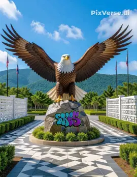 A majestic eagle flying up to the sky from the rocky pedestal. #majesticeagle  #aigenerated #vinceong6444 #fypシ #Capcut 