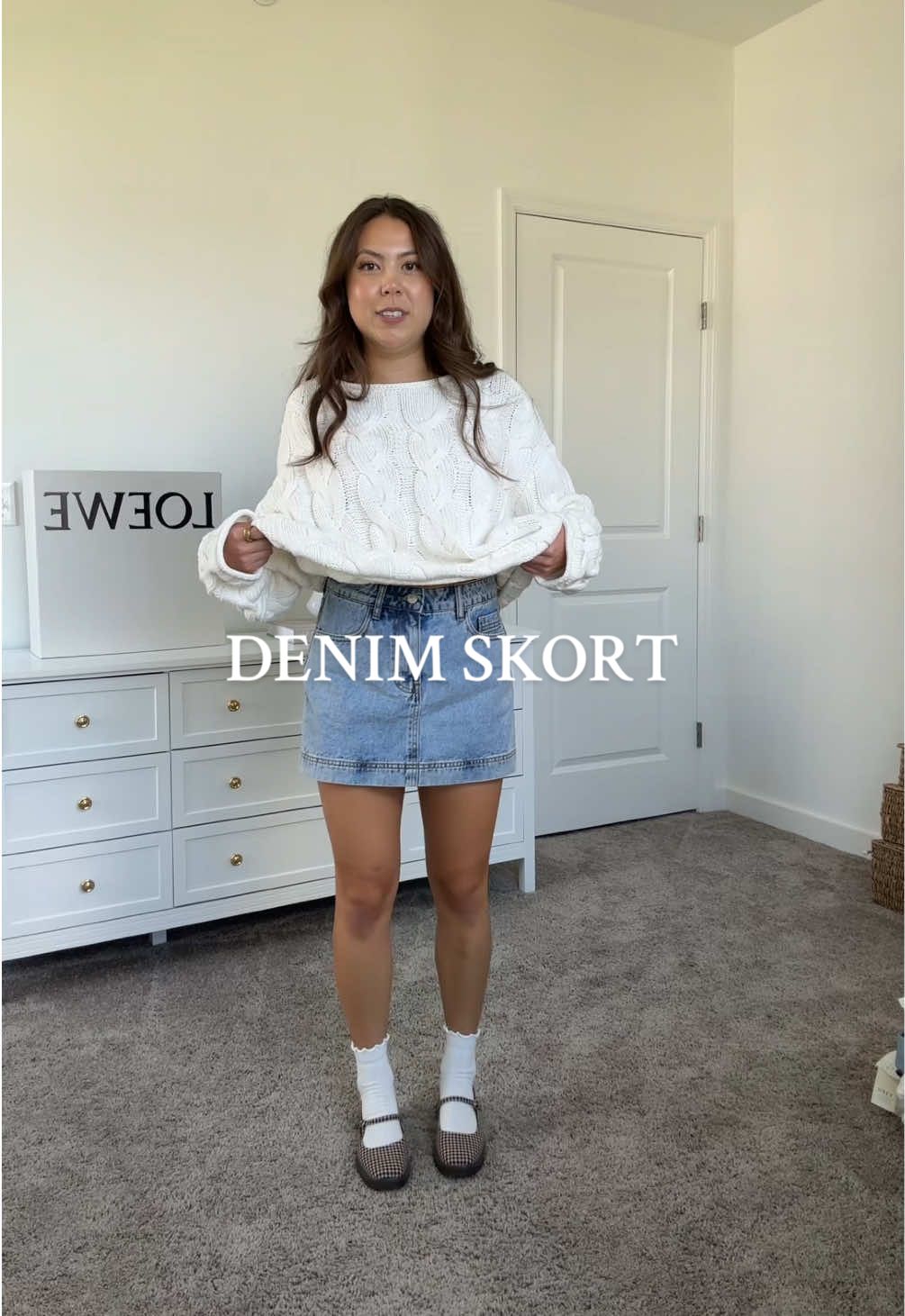 the perfect denim skort that looks cute with everything 🤍 #skort #skortoutfit #denimskort #fallfashion #denimskirt @Princess Polly 