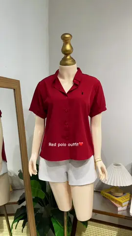 Classy short sleeve polo top for women❤️ #redoutfit #redtop #polooutfit #outfitideas #titaoutfits 