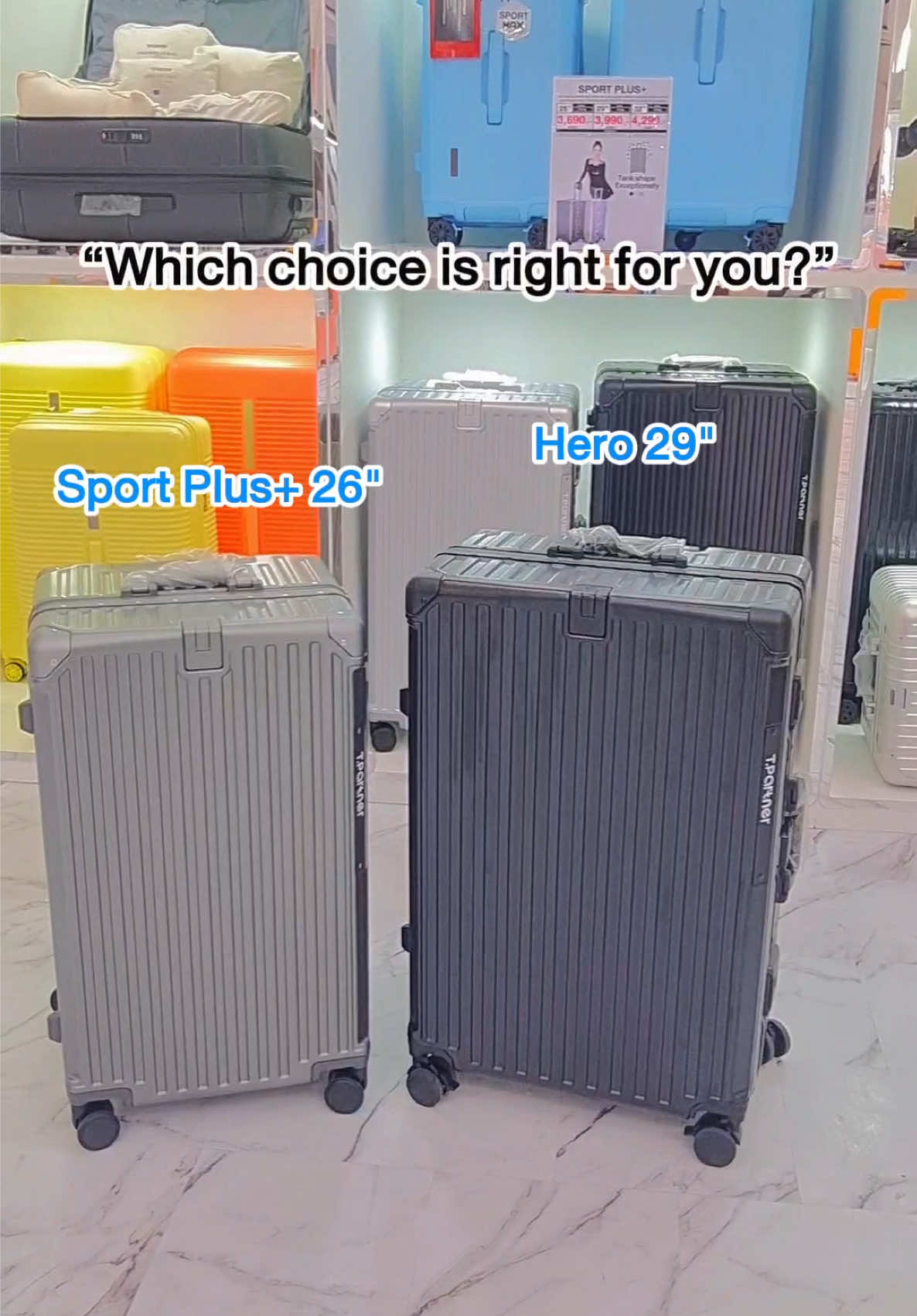 Sport Plus vs Hero Series size comparison🔥 The toughest bags with the most functions💪🏻 if you can’t decide, watch this video till the end and you’ll know for sure✨ #Tpartner #กระเป๋าเดินทาง #tpartnerการันตีความทน #เพื่อนคู่ใจในทุกการเดินทาง #strongluggage