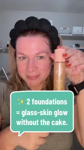 I used TWO ELF foundations for this look and I’m obsessed! 💫 The combo gives me that shiny, glassy glow while still feeling lightweight. No filter, just glow. #ELFMakeup #FoundationHack #GlassSkinGoals#makeupover50  