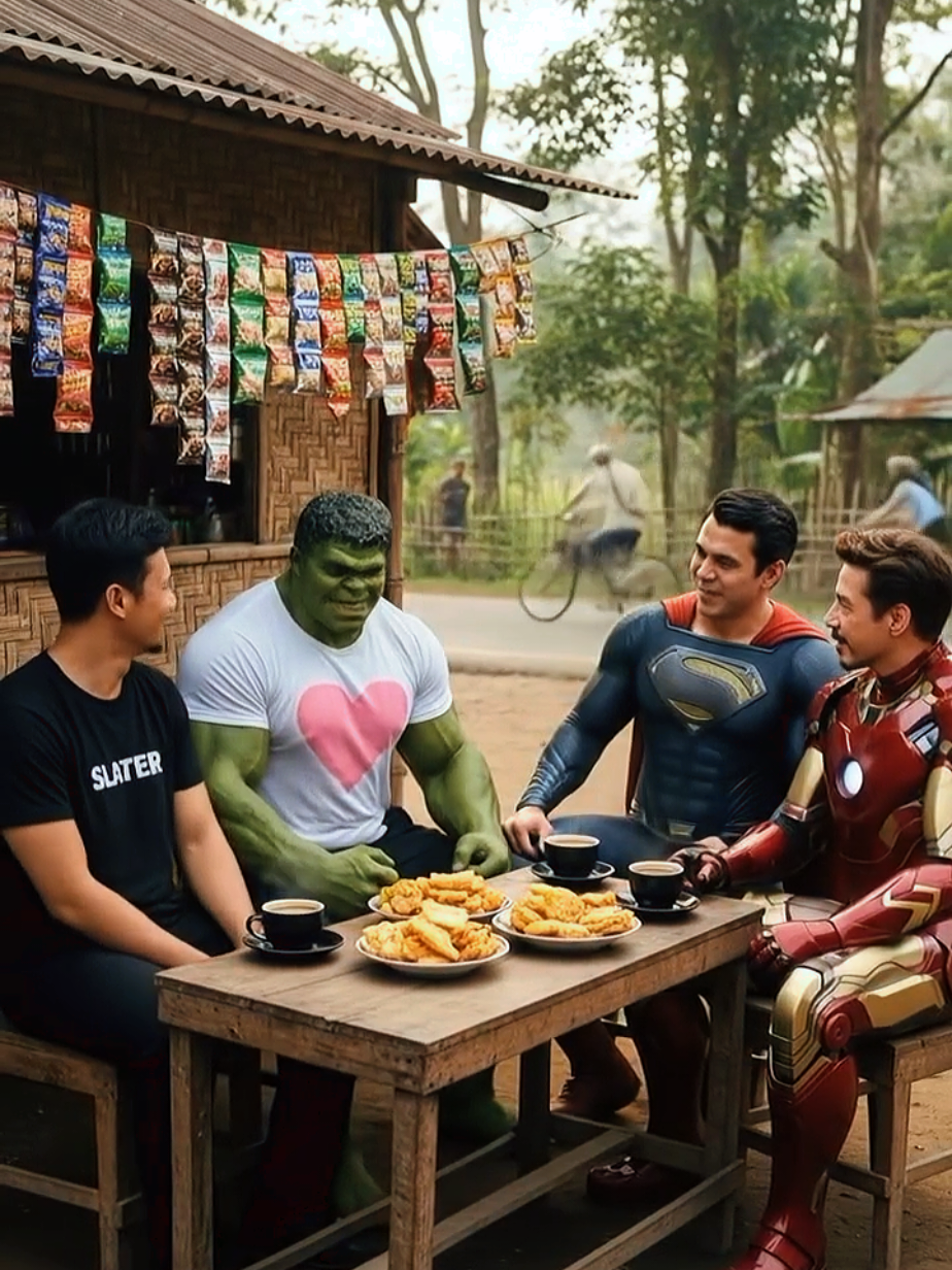 With friends hanging out in my village...☕🥰 #naturevibes #superhero #viraltiktok #foryourpage #fyppppppppppppppppppppppp 