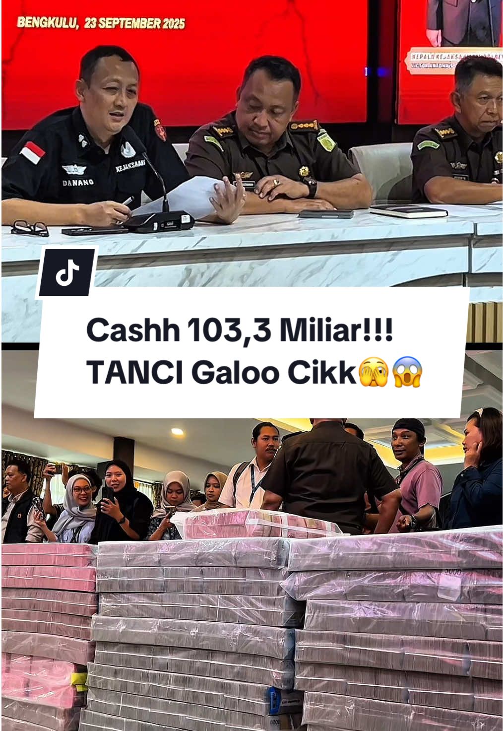 Kejati Bengkulu Pamer Sitaan Uang Rp1 03,3 Miliar  BENGKULU (23/9/2025) – Tim penyidik Tindak Pidana Khusus (Pidsus) Kejaksaan Tinggi Bengkulu menyita aset senilai Rp103,3 miliar dalam pengusutan kasus dugaan tindak pidana korupsi di sektor pertambangan batu bara yang melibatkan PT Ratu Samban Mining (RSM). Penyitaan dilakukan sebagai bagian dari upaya pemulihan kerugian negara yang ditimbulkan dari aktivitas pertambangan ilegal dan praktik perbuatan melawan hukum. Dari hasil penyitaan, aset terbesar berupa dana yang tersebar di sejumlah rekening perbankan di Bengkulu. Penyidik menyita dana Rp27,88 miliar dari tujuh rekening di Bank Mandiri Bengkulu atas nama Bebby Hussy dan Sakya Hussy, yang diketahui memiliki peran penting dalam perkara ini. Selanjutnya, dari Bank BNI Bengkulu, penyidik menyita Rp44,14 miliar dan USD 10.741,27 atau setara Rp164,4 juta. Dana tersebut berasal dari 37 rekening atas nama Bebby Hussy, Munny Hussy, serta sejumlah perusahaan yang terafiliasi, seperti PT Inti Bara Perdana, Bara Indah Lestari, Jomas Citra Selaras, Surya Karya Selaras, Tunas Bara Jaya, Citra Karbon Selaras, Karya Jalam Utama, Buana Karya Perkasa, dan Atlas Citra Selaras. Dari Bank Maybank Bengkulu, penyidik menyita dana Rp19,11 miliar, USD 408.988 (sekitar Rp6,89 miliar), serta ¥43.200.000 (sekitar Rp4,82 miliar). Dana ini berasal dari 10 rekening atas nama Bebby Hussy, Sakya Hussy, serta perusahaan PT Inti Bara Perdana dan Tunas Bara Jaya. Selain aset di rekening perbankan, penyidik juga menyita uang tunai Rp180 juta dari Ardi Setiawan, Inspektur Tambang Kementerian ESDM yang ditempatkan di Provinsi Bengkulu, serta Rp136,35 juta dari Dewi Wahyuni Yeo, istri tersangka Andy Putra yang diduga terlibat dalam tindak pidana pencucian uang (TPPU). Dengan demikian, total aset yang berhasil disita penyidik mencapai Rp103.369.602.345. Penyitaan ini terdiri dari Rp91,65 miliar dalam bentuk rupiah, USD 419.729,27 yang setara Rp6,89 miliar, serta ¥43,2 juta yang setara Rp4,82 miliar. Penyitaan ini dilakukan sebagai langkah awal untuk mencegah perpindahan aset ke pihak lain sekaligus memperkuat proses penyidikan. Kejati Bengkulu menegaskan bahwa penyidikan kasus ini masih terus berlanjut dan tidak menutup kemungkinan adanya pengembangan terhadap pihak-pihak lain yang diduga terlibat dalam perkara korupsi pertambangan batu bara tersebut. (Cik)  #bebyhussy #kasustambang #kejatiprovinsibengkulu #kejatibengkulu #bengkulu 