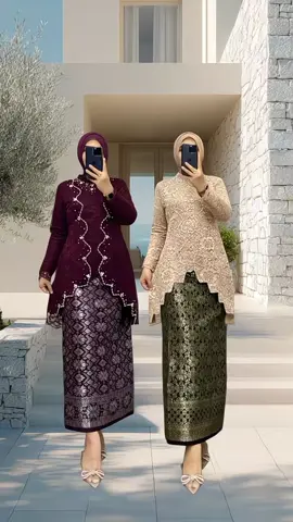 setelan tunik burkat zig-zag zilva one set kebaya modern #kekinian #fyp 