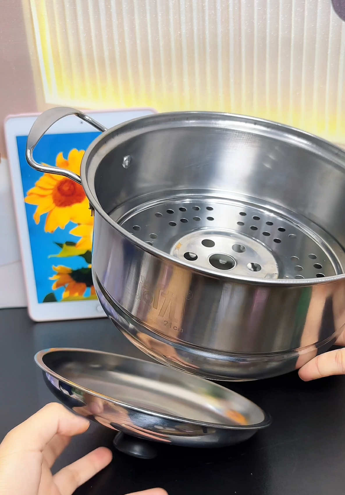 Nồi hấp 21cm tặng kèm xửng hấp tiện lợi nhỏ gọn xinh #noihapinox #noihap #noihapmini #noihap2tang 