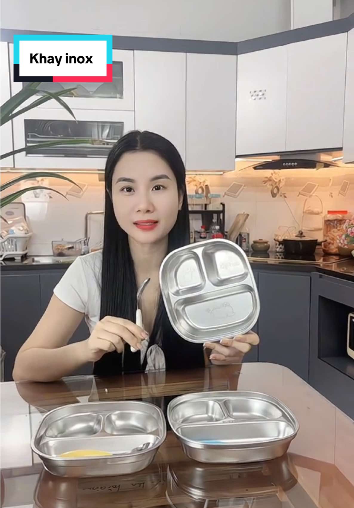 Khay inox chia ngăn cho bé ăn #khayandam #khayanchobe #khayinox 