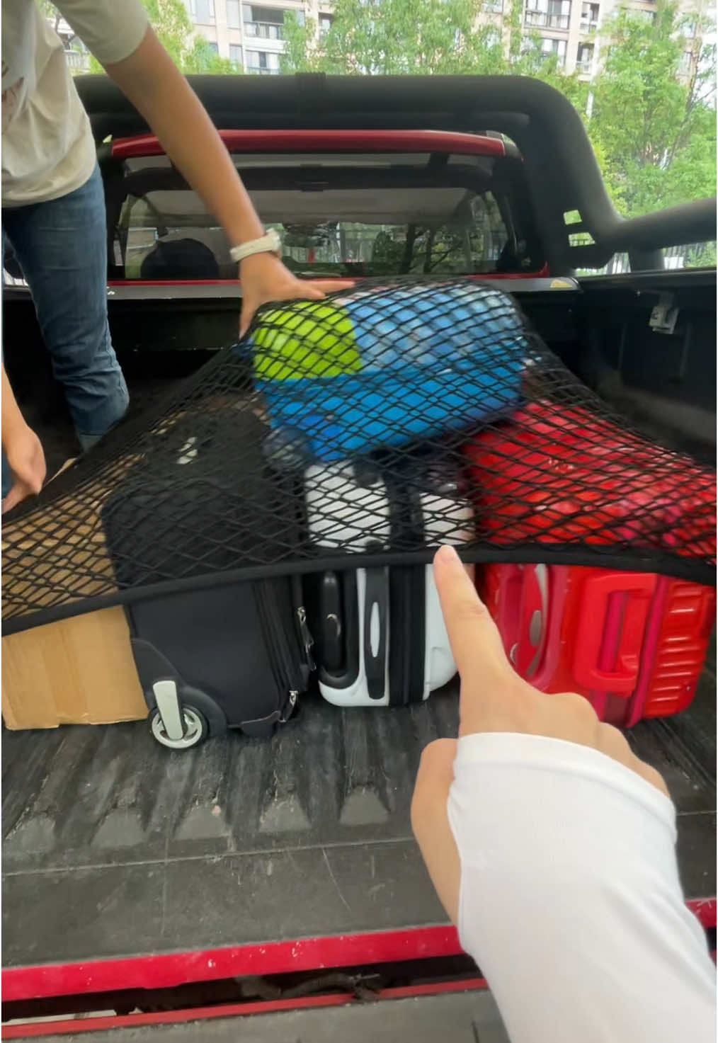 You don’t have to get bed cover if you have this truck bed cargo net. Check it out! #cargonet #tiktokmademebuyit #truckaccessories #trucknet #pickuptruck 