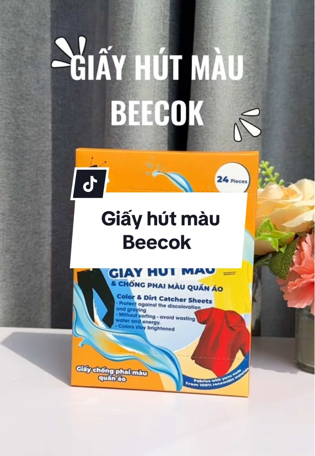 Giấy hút màu beecok giúp quần áo không bị lem màu khi giặt, nhà nào cũng cần dùng, rất tiện lợi luôn #nguyettoctem #giayhutmauquanao #beecok 