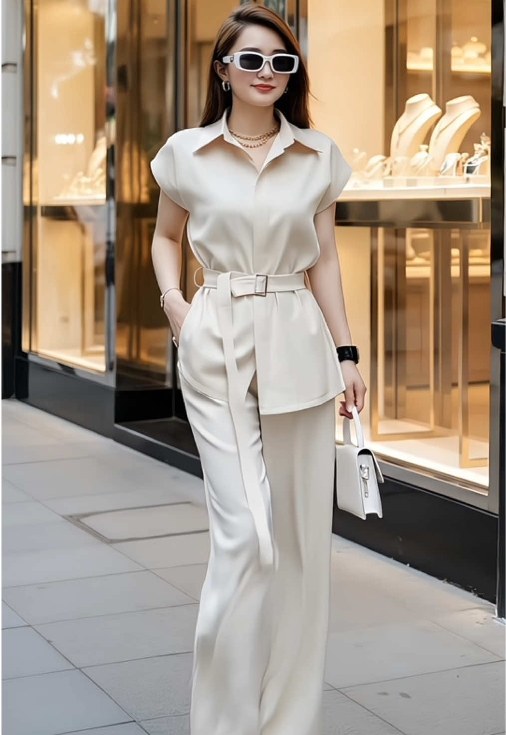 Bộ áo pelpum chéo đai vuông kèm quần ống suông sang trọng ,thanh lịch #xuhuong #viral #setboxinh #setdoxinh #setdosangchanh 