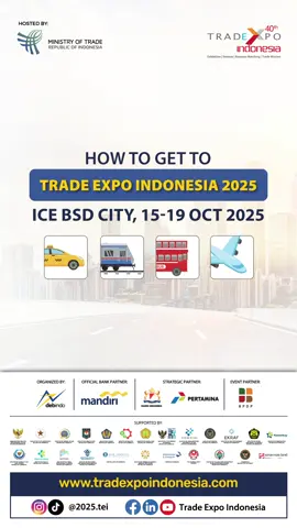 Finding your way to Trade Expo Indonesia 2025 has never been easier. Discover the best routes to ICE BSD City and get ready to connect with the world of trade!🌎🚀 #TEI2025 #TradeExpoIndonesia #GlobalBusiness 