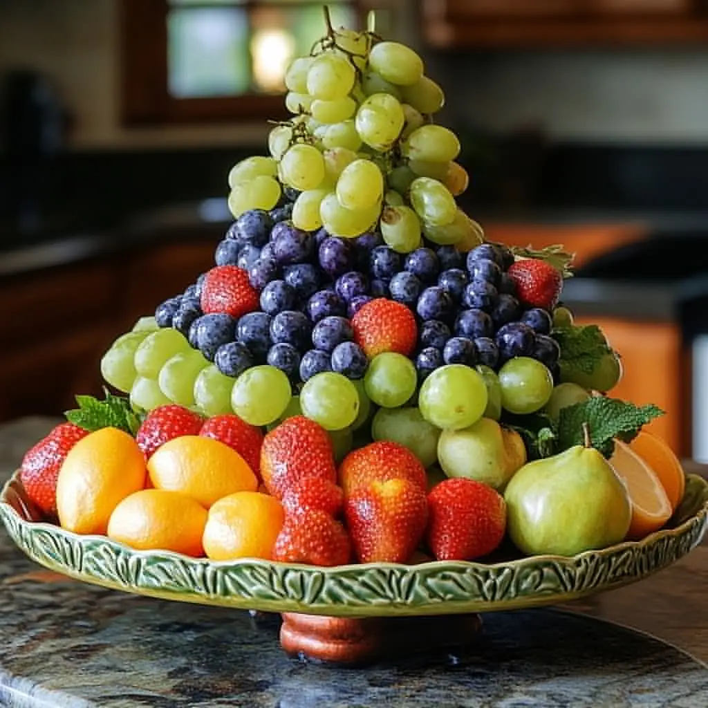 Refreshing Summer Fruit Platter What you need 2 cups strawberries, hulled 2 cups green grapes 2 cups blueberries 1 cup cantaloupe, sliced 1 cup honeydew melon, sliced 1 orange, cut into wedges 2 tablespoons fresh mint, chopped 1 tablespoon honey 1 tablespoon fresh lime juice Pinch of sea salt Steps to prepare Arrange strawberries, grapes, blueberries, cantaloupe, honeydew and orange wedges on a large platter. In a small bowl, whisk together honey, lime juice, mint and salt until blended. Drizzle the honey‑lime mixture evenly over the arranged fruit. Chill in the refrigerator for 10–15 minutes to let flavors marry. Serve immediately, offering extra mint leaves for garnish. Serves 6–8 Per serving Calories: ninety-five Net Carbs: 20 g Protein: 1 g Fat: 0.2 g Tips & Variations • Swap berries for raspberries or blackberries when in season. • Add a sprinkle of toasted coconut or chopped almonds for crunch.