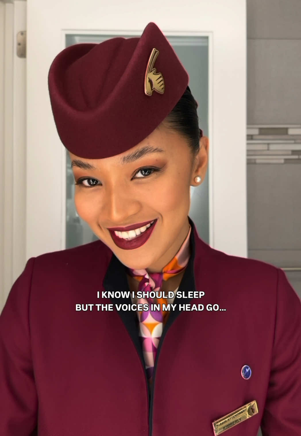 Will you sleep or will you listen to the voices in your head? #burgundydays #flighattendant #cabincrewstories #qatarairwayscabincrew #qatarairwayscrew 