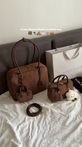 3 size Sianna Charles and Keith bag in brown 🤎🍂#dailyunboxingg #charleskeith #cnk #fyp 
