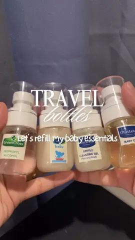 Useful travel bottles as a 2nd time mom! No need to bring big bottles to the hospital or when we travel 😊 #refill #travelbottle #spraybottle #babyessentials #fyp 
