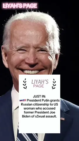 JUST IN: 🇷🇺🇺🇸 President Putin grants Russian citizenship to US woman who accused former President Joe Biden of s3xual assault.