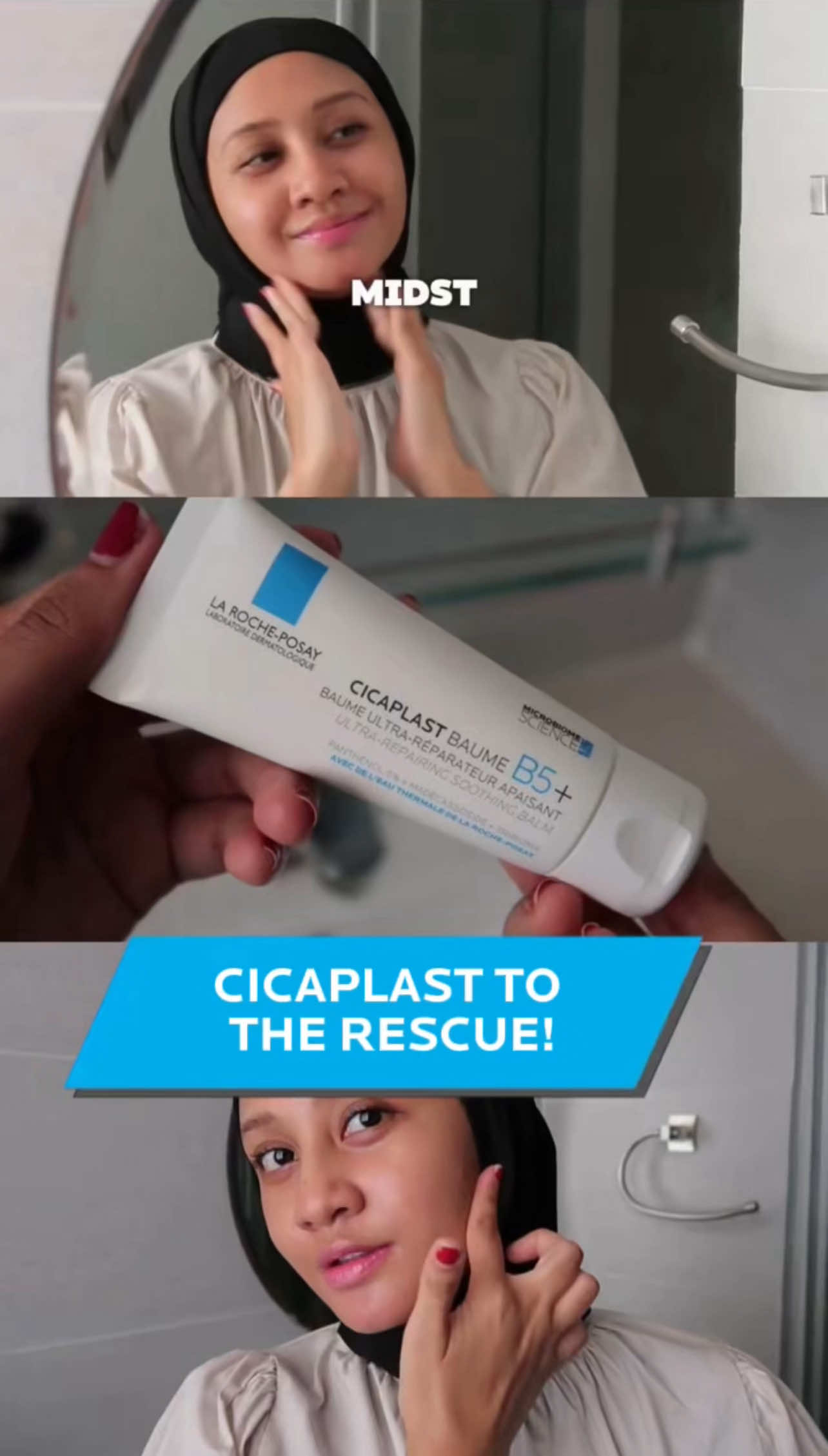 Skin barrier SOS? 🚨  @Fatin Nadzeera Makeup Artist shows how Cicaplast save the day 💙 #LaRochePosayMY #CicaplastB5 #FYP #SkincareTips #RepairSkinBarrier
