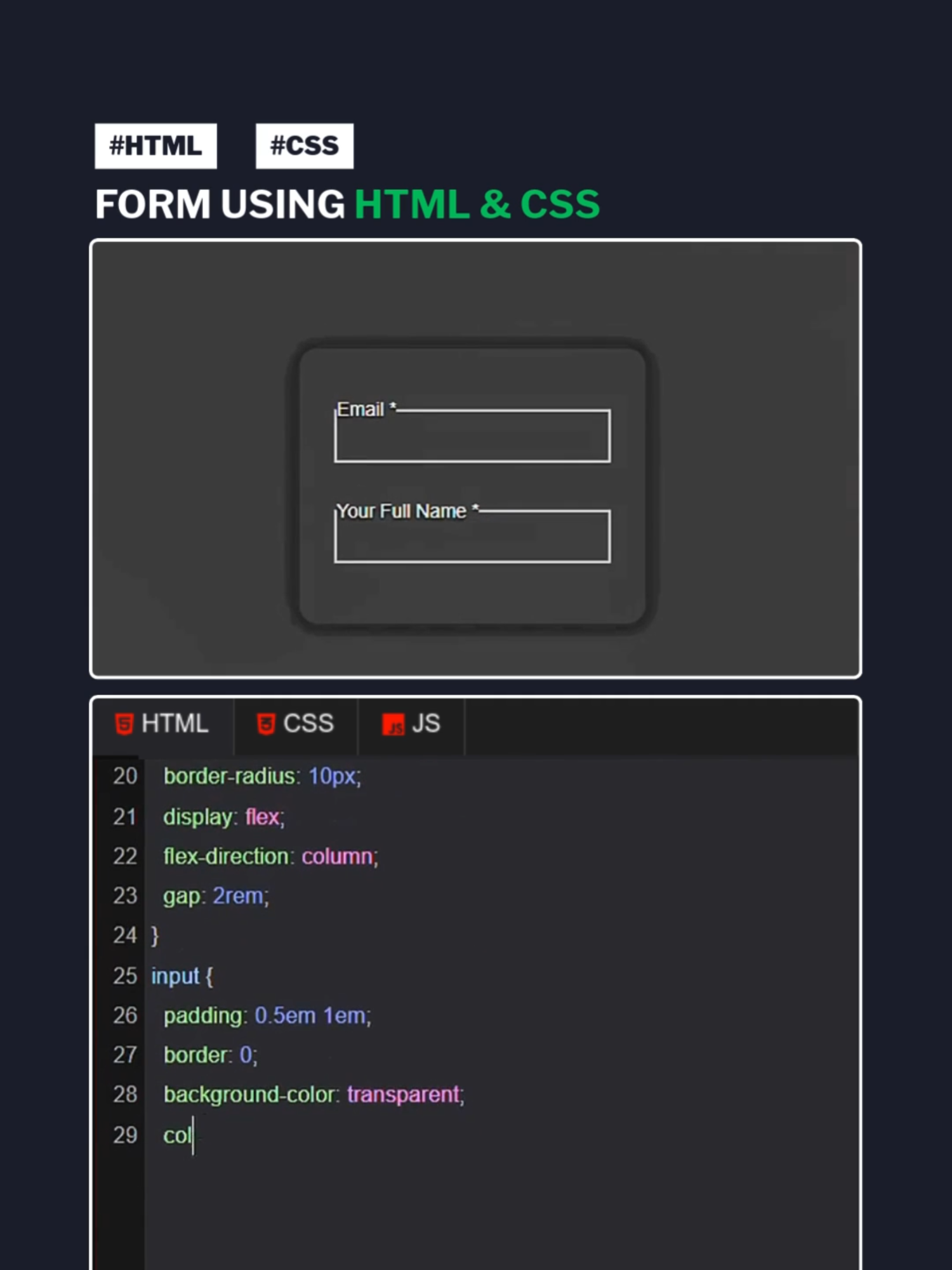 Form using HTML & CSS  #coding #programming #programmer #htmlcss #foryoupage